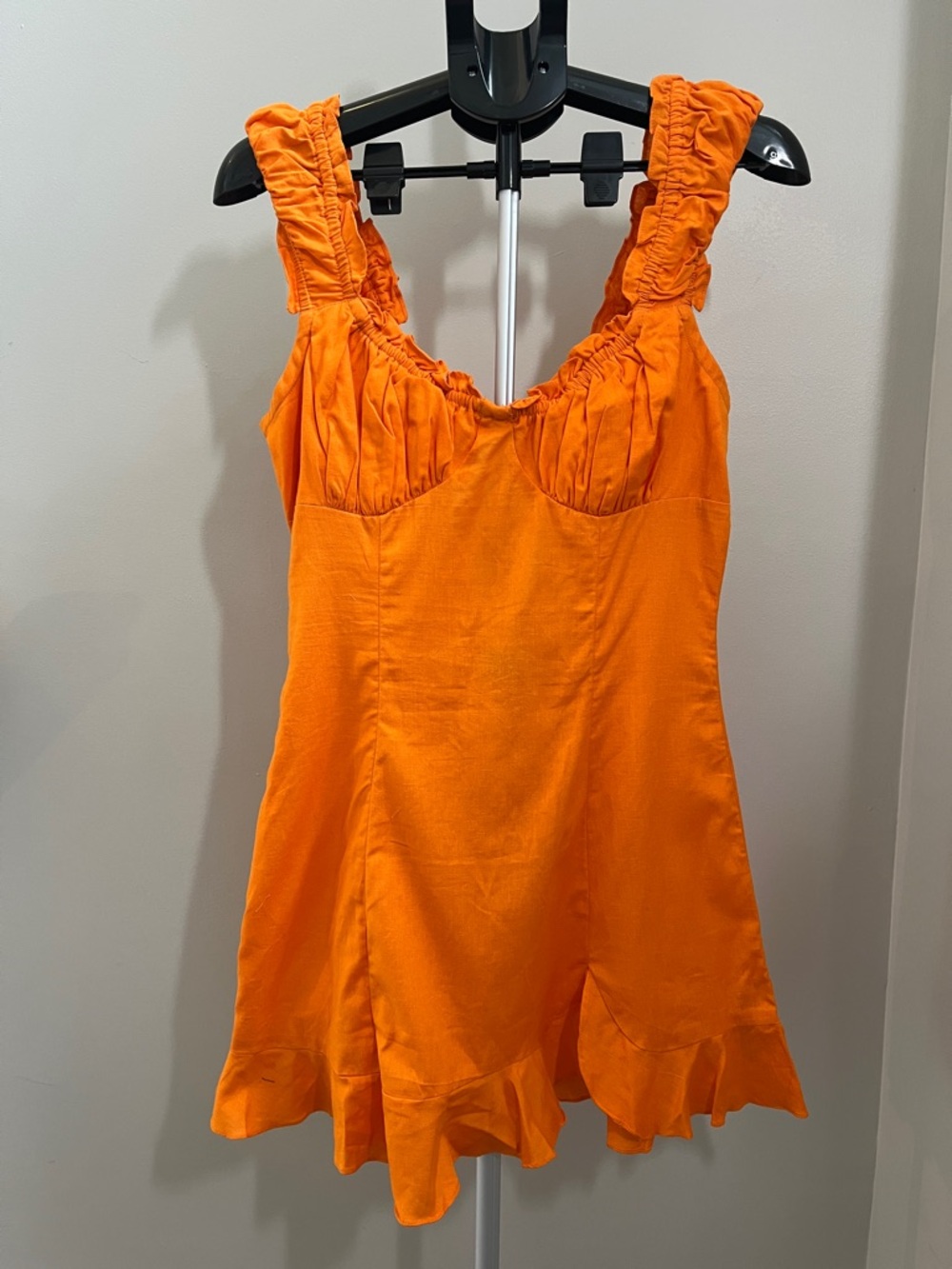 Free People Like a Lady Orange Ruffle Mini Dress - Size Medium - Picture 3 of 13